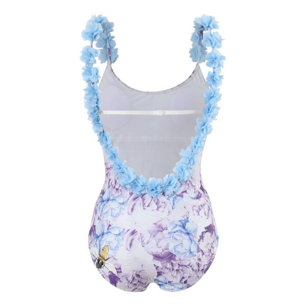 Costum de baie cu imprimeu floral albastru - imagine 1