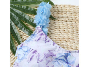 Costum de baie cu imprimeu floral albastru - imagine 4