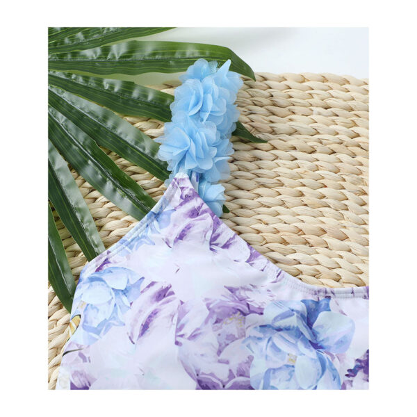 Costum de baie cu imprimeu floral albastru - imagine 4